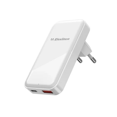 Bild av 20W 2 Port USB Laddare, Elexlinco C Strömförsörjning PD 3.0 Strömadapter Laddningskontakt Kompatibel för iPhone, iPad, Samsung Galaxy, Nexus, HTC, Motorola, LG och Många Fler (Vit)