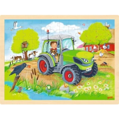 Bild av Goki Wooden Jigsaw Puzzle Tractor 96pcs. Trä
