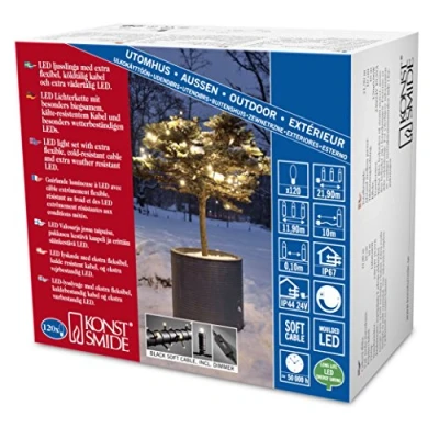 Bild av Konstsmide 6622 117 Utomhus ljusslinga med dimmer 120 mikro svetsade lysdioder vattentäta 24 V varmvit mjuk svart kabel