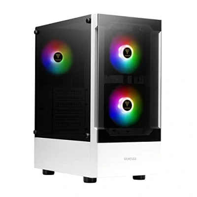 Bild av GAMDIAS PC spelhölje, ATX Mid Tower datorfodral, förinstallerad 3 x 120 mm ARGB fläkt, stöder moderkort Sync, verktygsfri sidopanel av härdat glas, vit, TALOS