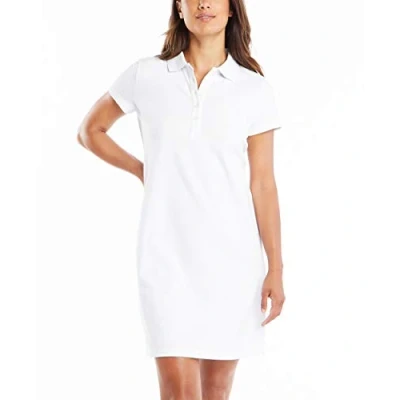 Bild av Nautica Dam Easy Classic kortärmad stretch bomull polo klänning avslappnad klänning, Ljus vit, L