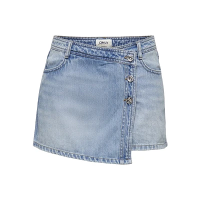 Bild av ONLY Damer Onllesly Reg Lb DNM Bj Noos mini denim wrap kort, Ljusblå denim, S