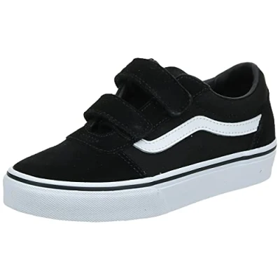Bild av Vans Pojkar Ward V kardborrband mocka träningsskor, Black Suede Canvas White Iju 3 UK