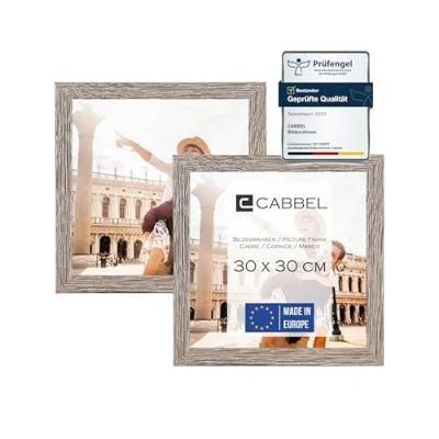 Bild av CABBEL dubbelförpackning (set om 2) tavelram 30x30 cm, mörk ek, kraftig ram av MDF trä, okrossbart plexiglas, för upphängning, perfekt foton/bilder/collage