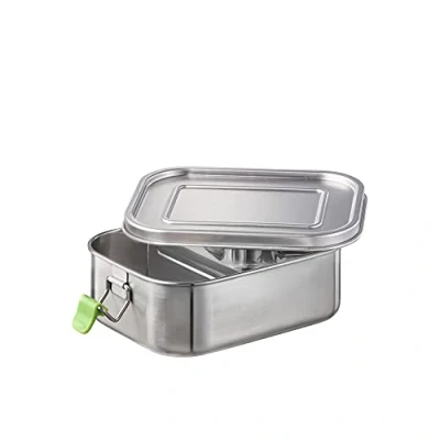 Bild av APS Högkvalitativ tålig matbox/lunchlåda i rostfritt stål 800 ml inklusive avdelare/läckagesäker matförvaringslåda/bentobox för barn, fritid och vuxna/liten lunchlåda