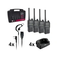 Bild av Albrecht Tectalk Worker 3, set med 4, 29826, PMR446 radioapparater, robusta walkie talkies för byggarbetsplats, säkerhet, drift, utomhus, inkl. tillbehör