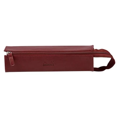 Bild av RHODIA 319027C Trousse Plumier Rhodiarama Lie de Vin 23x5x5 cm Ouverture à Plat pour Utilisation en tant que Simili Cuir Rangement Stylos, Crayons, Feutres, Petites Fournitures