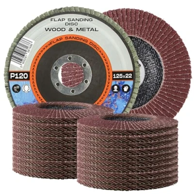 Bild av 20x Fläktskivor 125 x 22,2 mm Korn 120 Lamellskivor Slipskivor Klaffslipskivor Metall Stål Sten Trä Vinkelslip Sågtandade Brickor Polering
