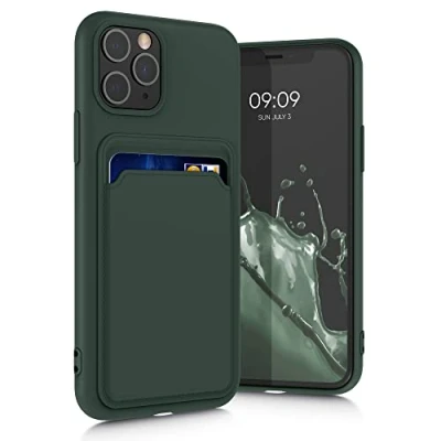 Bild av kwmobile fodral kompatibelt med Apple iPhone 11 Pro TPU telefonskydd kreditkortshållare mörkgrön