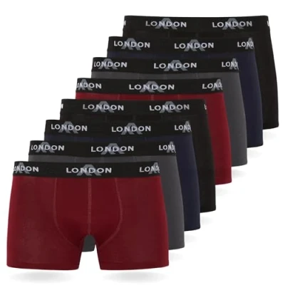 Bild av FM London 8PACK Fitted Hipsters Boxer Shorts Underkläder, Storlek: Large, Blue (dark assorted 03)