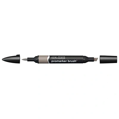 Bild av Winsor &amp; Newton 0204131 penselmärkpennor (för ritningar, kalligrafi, design och layouter, randfri ritning med kil penselspets) varm grå 4