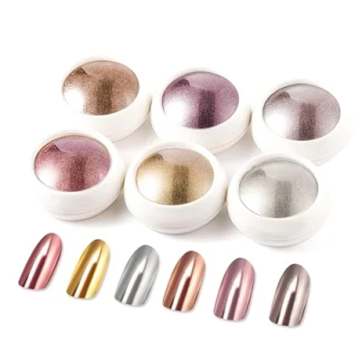 Bild av BISHENGYF Roséguld krom nagelpulver【Ny uppgradering】Stor kapacitet krompulver 【Superspegeleffekt】Metallspegel pulver neonglassy pärleffekt glitter nagelkonst för gör det själv salong