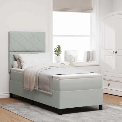 Bild av Boxspring Säng med Madrass Ljusgrå 80x200 cm Sammet