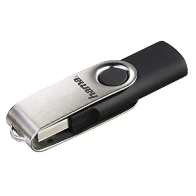 Bild av Hama 64 GB USB minne 2.0 datasticka (15 MB/s dataöverföring, med ögla för fastsättning på nyckelringen, minneskinne, metall minneskort, lämplig Windows/MacBook) silver