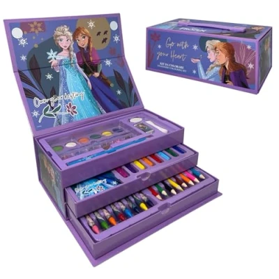 Bild av Färgfodral för barn Frozen Disney set 52 st färger och brevpapper låda ritning målning kit