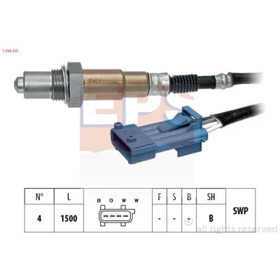 Bild av EPS 1.998.301 Sonde lambda Made in Italy OE Equivalent chauffé, planaire, Filetage prégraissé PEUGEOT: 106 II 3/5 portes, 207 portes