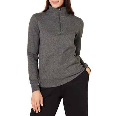 Bild av Amazon Essentials långärmad fleece kvartsdragkedja för kvinnor (finns i plusstorlek), träkol ljung, XX Large