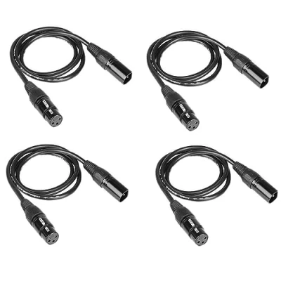 Bild av Lång dmx kabel (DMX512), 3 polig, kontakt till uttag (hane hona), för scenstrålkastare 1 m