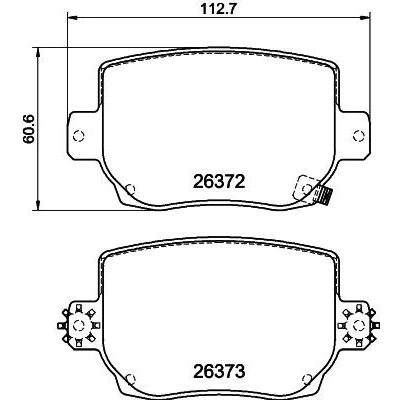 Bild av HELLA 8DB 355 041 Jeu de plaquettes frein avec indicateur d&#039;usure accessoires TESLA: Model Y, 3