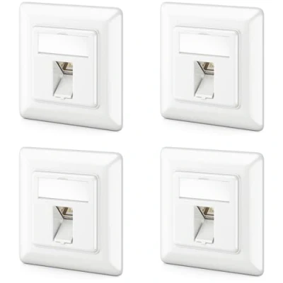 Bild av deleyCON 4x CAT6a Keystone Nätverksuttag Infällt Modul STP Skärmat Metallhölje RJ45 Jack Datauttag Nätverkskabel