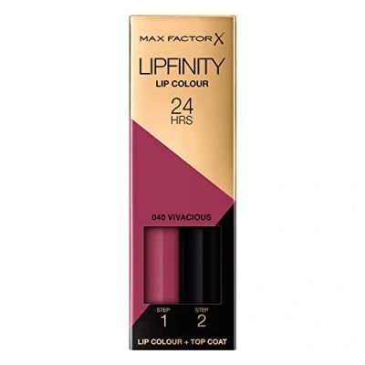 Bild av Max Factor Lipfinity 2 stegs Long Lasting Lipstick 040 Vivacious, 2.3 ml + 1.9 g