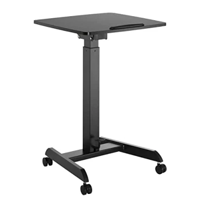 Bild av Maclean MC 892 Höjdjusterbart laptopbord med hjul, sitt stå skrivbord, gasfjäder, justerbar höjd upp till max. 113 cm, lutbar 30 grader, kan belastas 8 kg (svart färg)