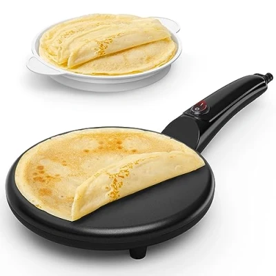 Bild av Crepiere Electric, Electric Non stick, bärbar rotimaskin, 800 W för hemmet, cool touch handtag med matskål, enkel rengöring