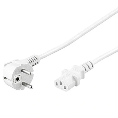 Bild av PremiumCord 230 V 1 m strömkabel, strömkabel med vinklad skyddskontakt till C13 IEC uttag, 320, 3 polig PC vit färg