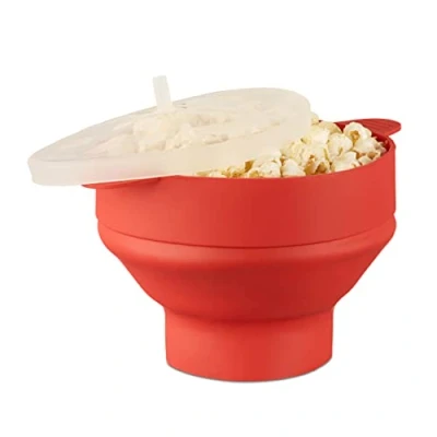 Bild av Relaxdays 10021759_47 Mikrovågs Popcornmaskin, 25.5 x 14.5 cm, Röd