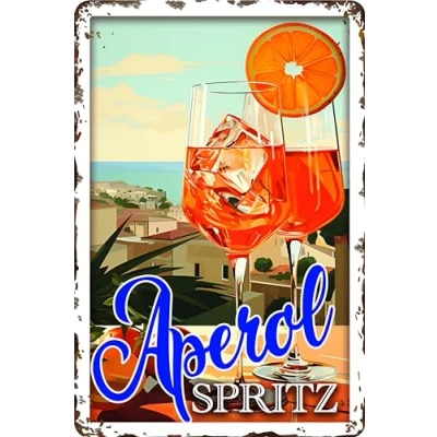 Bild av 30 x 20 cm retro plåtskylt, barskylt, cocktailrecept, sommarkänsla aperol spray prosecco (Italy)