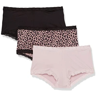 Bild av Maidenform Boyshorts trosor för kvinnor, damunderkläder i mikrofiber med spets, fantastisk passform, 3 pack, M