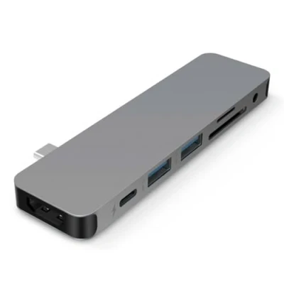 Bild av Hyper drive Solo PC &amp; Apple MacbookUSB C adapter 7 i 1 multiporthub (HDMI, USB 60 w Power, 2 x Usb3.1, MicroSD/SDCard Reader, Audio Jack) Space Gray