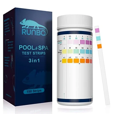 Bild av RUNBO 3 i 1 pooltestremsor för spa 150 sticks testremsor Vattentestsats Exakt kemisk testare fri klor Brom Alkalinitet pH