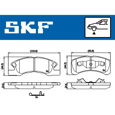 Bild av SKF VKBP 80490 A Jeu de plaquettes frein avec indicateur d&#039;usure MITSUBISHI: Mirage / Space Star 3/5 portes, Berline, DAIHATSU: Cuore 6