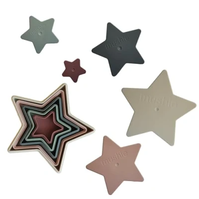Bild av mushie Nesting Star stapelbara delar Utvecklar hand öga koordination och andra färdigheter Kul kreativitet för spädbarn barn säker, högkvalitativ hållbar första utrustning