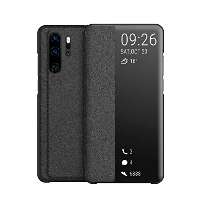 Bild av KANSI Kompatibel med Huawei Mate 9 Pro, Smart View Flip Faux Leather Case + Skärmskydd Marinblå, Svart, P30 modern, Modern