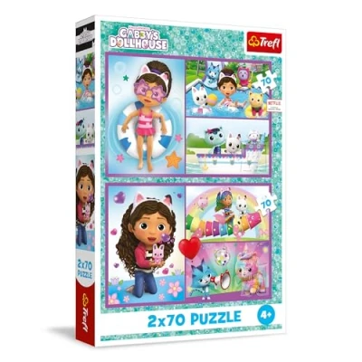 Bild av Trefl pussel 2 i 1: Gabby&#039;s Dollhouse, Lek med Gabby x 70 bitar, Set av två för barn över 4 år