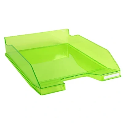 Bild av Exacompta Ref 113297D 6 COMBO MIDI brevkorgar mått 34,6 x 25,5x 6,5 cm för A4 + dokument färg äppelgrön transparent glansig kan staplas vertikalt eller på trappsteg
