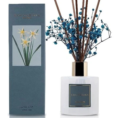 Bild av Cocorrína Reed Diffuser Set 200 ml stavspridare med torkade blommor/vanilj kashmir/luftrenare, luftfräschare, doftspridare/doftspridare