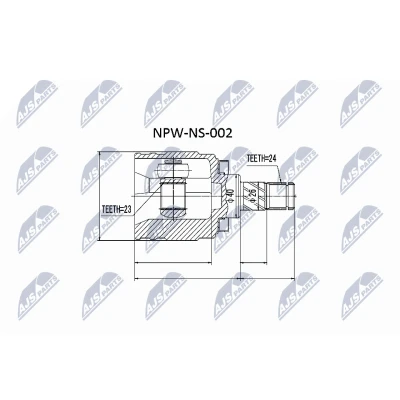 Bild av NTY NPW NS 002 Drivknutssats på växellådssidan NISSAN: ALMERA II Hatchback, 1