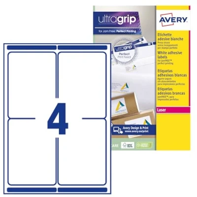 Bild av AVERY förpackning med 60 självhäftande fraktetiketter, anpassningsbara och utskrivbara, storlek 99,1 x 139 mm, laserutskrift, (L7169 15)
