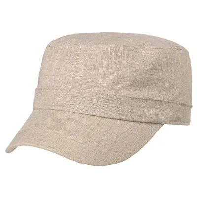 Bild av Lipodo Linne Armékeps Damer/Herrar sommarkeps keps med skärm, Kardborreband sommar Vår One Size beige