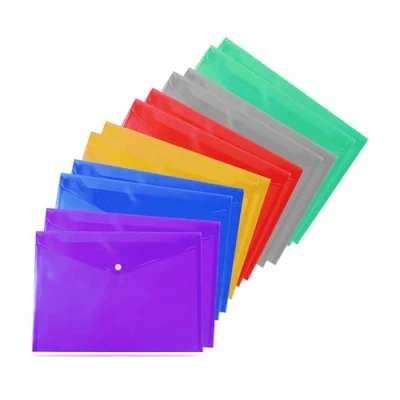 Bild av 10 A4/Foolscap ljus transparent tryckarplånbok/pappersplånböcker blandade färger