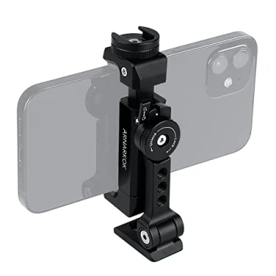 Bild av Metallstativ montering + roterande kall sko 360 rotera och lutningsvinklar, kompatibel med iPhone Samsung smartphonehållare adapter, skrivbordsstativ för mobiltelefon, video livestreaming vlogging rig