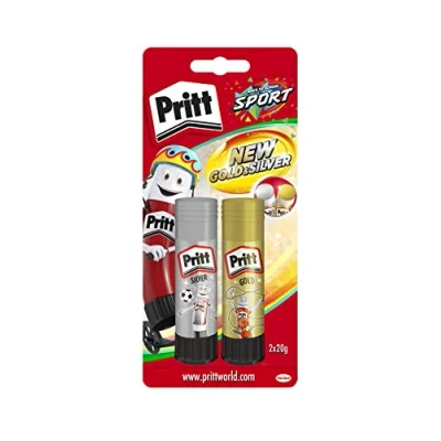 Bild av Pritt limstift guld och silver, säkert barnvänligt lim för konst hantverk, starkt skol kontorsmaterial, 2 x 20 g Pen