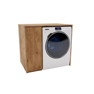 Bild av MRBLS_HOME Tvättmaskinskåp 96 x 88,5 66 cm (B/H/T) skåp för tvättmaskin minimalistiskt extra skåp, eller torktumlare modernt tvättskåp (retro ek)