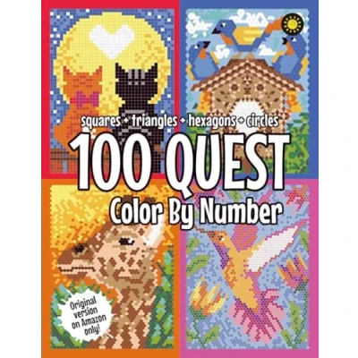 Bild av 100 quest color By Number: Squares + Triangles Hexagons Circles: activity book for adults
