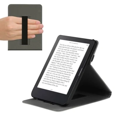 Bild av kwmobile fodral kompatibelt med Kobo Clara 2E / Tolino Shine 4 rem + stativ silver