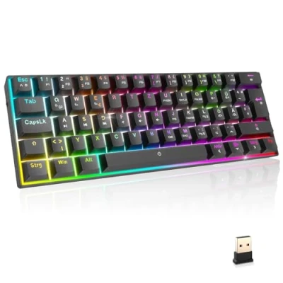 Bild av EMPIRE GAMING nytt 2025 K246 trådlöst speltangentbord kompakt TKL 65% WiFi typ C mekaniska MX röda brytare (DE QWERTZ) för PC/PS4/PS5/Xbox RGB 22 effekter 62 knappar