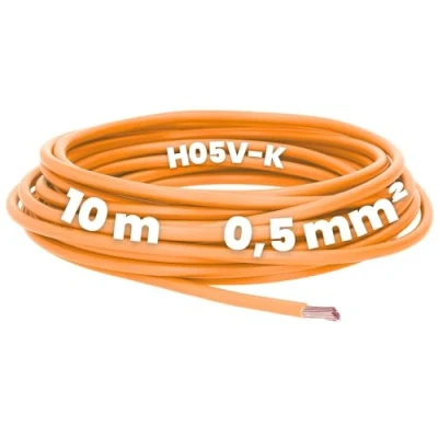 Bild av Kalitec 10 meter H05V K 0,5 mm² orange ledningsledning I flexibel ledning PVC enkel laddare tråd mm2 kabeldragning fintrådig enkelkabel kabel enkeltrådad kopplingstråd